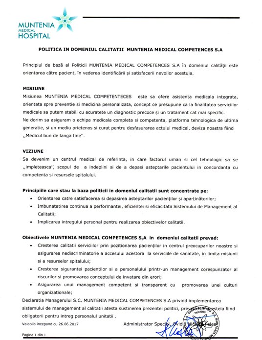 poilitica calitatii