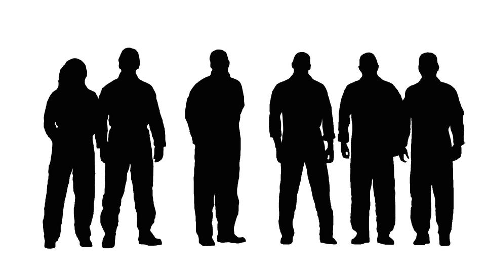 silhouette men group